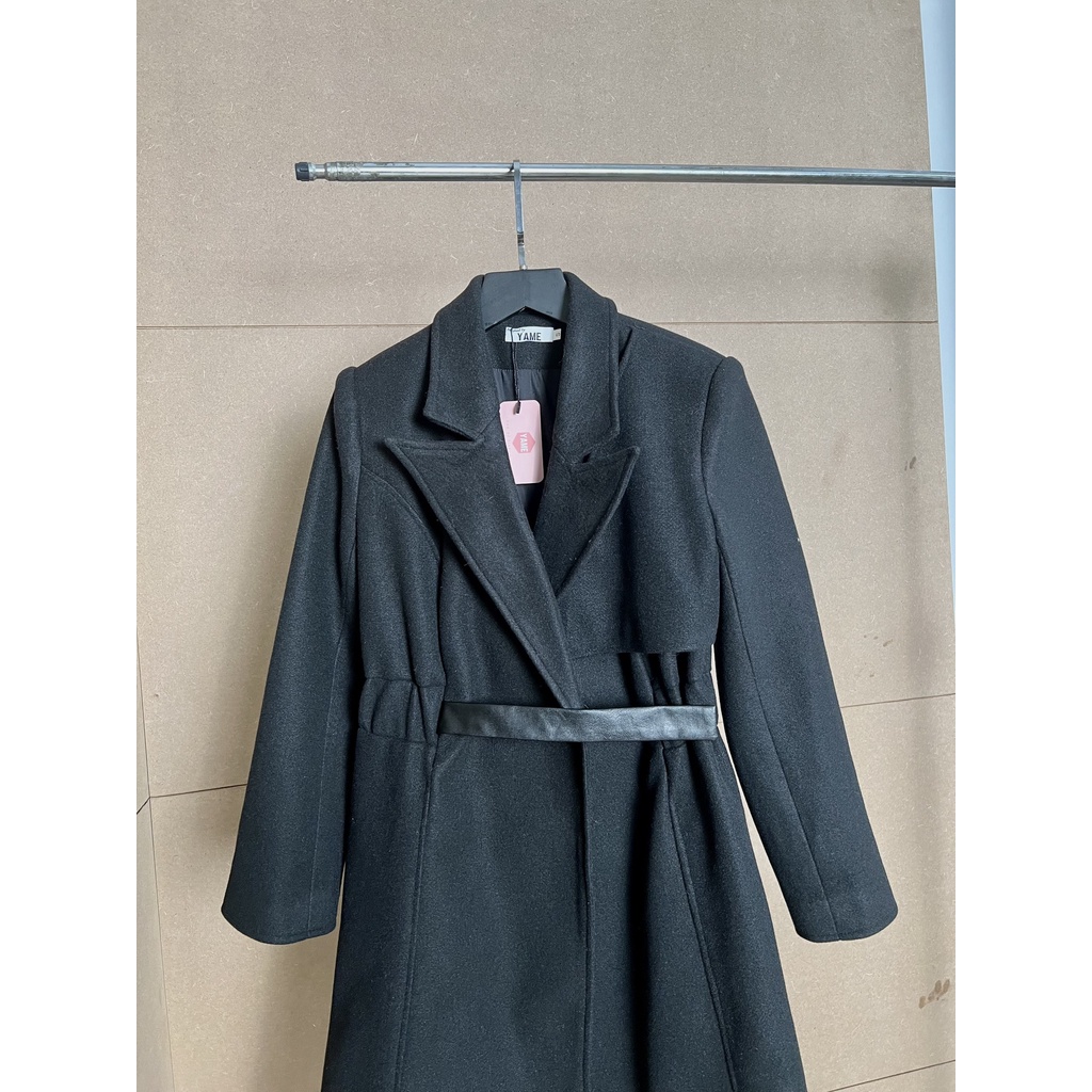 Áo khoác dạ dáng dài 2 lớp màu đen YAK11 Anilin YAME