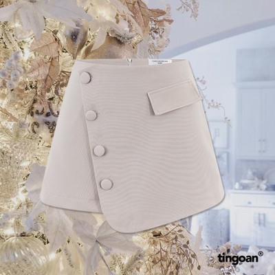 TINGOAN® - Chân váy nude cạp thấp vạt chéo đính cúc NEXT TO ME SKIRT/ND