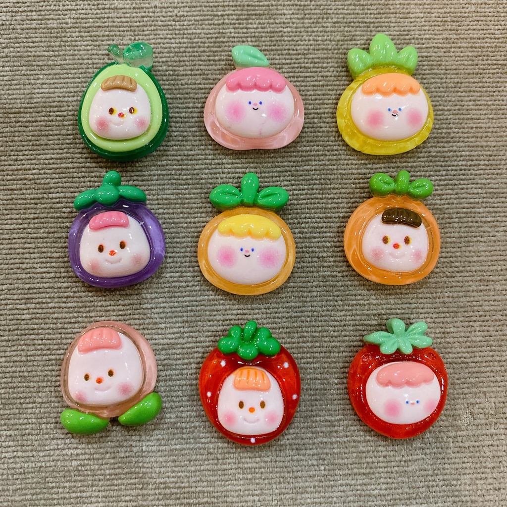 STICKER CHARM TRONG EM BÉ COSPLAY TRÁI CÁY TRANG TRÍ DÉP SỤC
