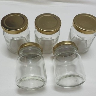 10 Hũ thủy tinh 100ml - 75ml : đựng sữa chua, dầu dừa... nắp thiếc ( Hũ tròn/ Hũ Lục giác)