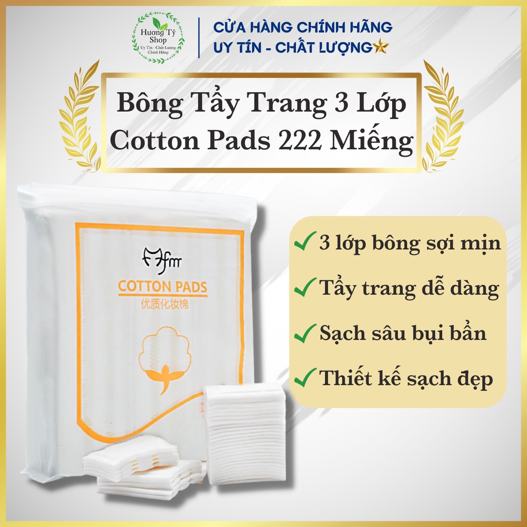 Bông Tẩy Trang Cotton Pads 3 Lớp Mềm Mịn Gói 222 Miếng
