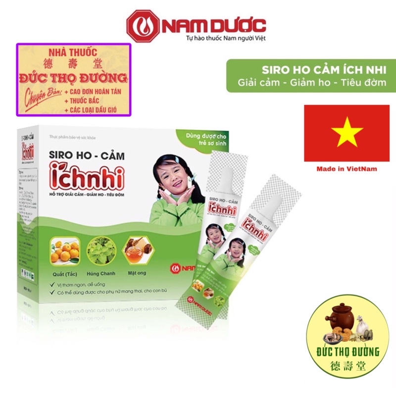 Siro ho cảm Ích Nhi hộp 30 gói x 5ml hỗ trợ giải cảm, giảm ho, sổ mũi, tiêu đờm, dùng cho trẻ nhỏ, bà bầu