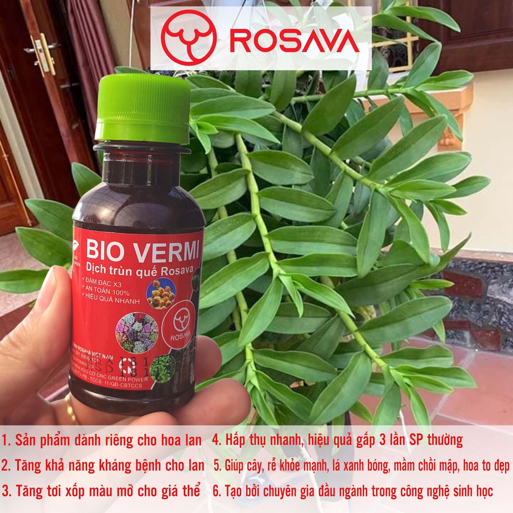 Phân trùn quế hoa lan, dịch trùn quế bón lan hữu cơ vi sinh Bio Vermi nguyên chất ROSAVA
