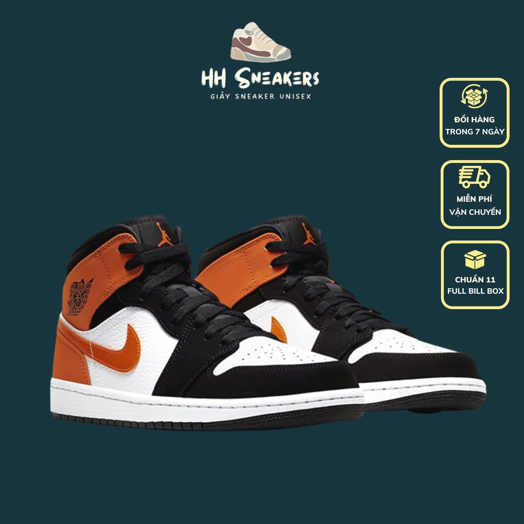 Giày Jordan cổ cao màu cam đen - Giày thể thao nam nữ Jordan cao cổ màu cam hàng 11 cao cấp Full Box