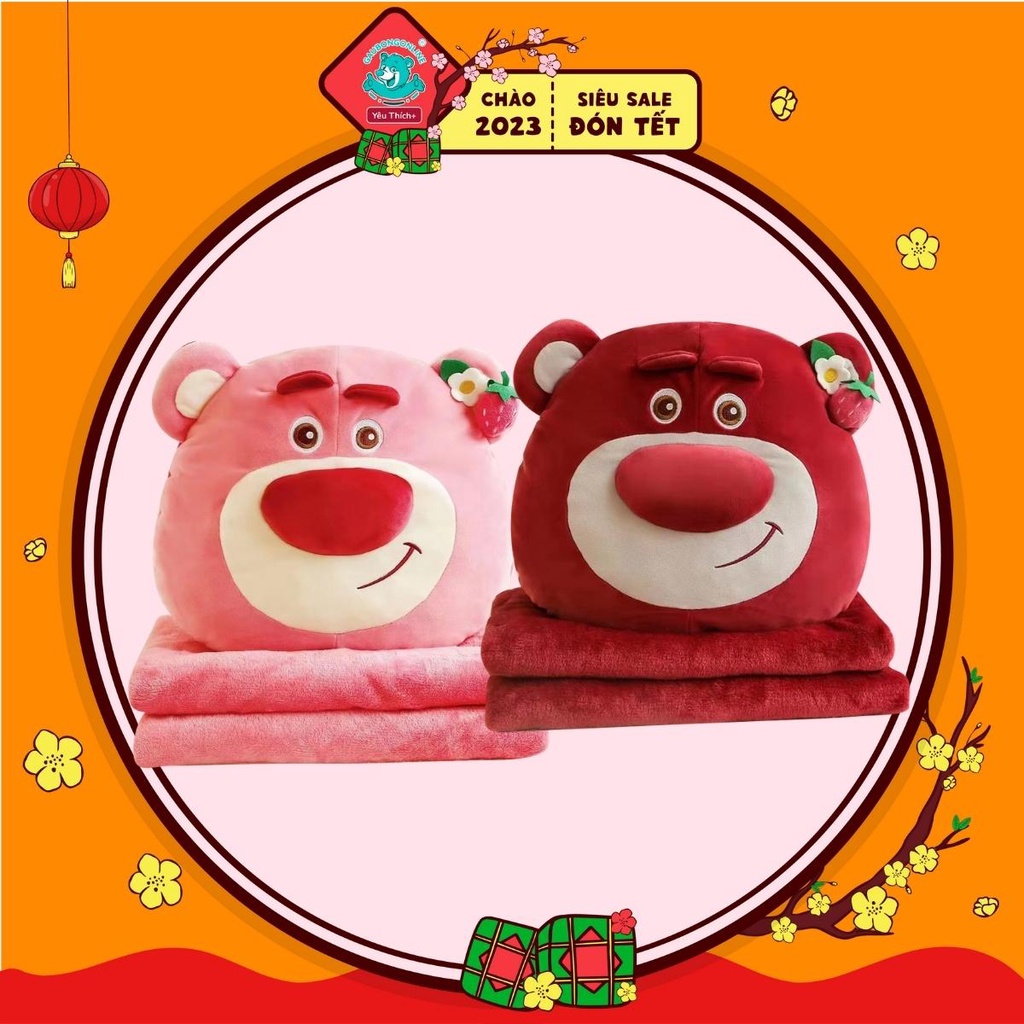 Chăn Gối Gấu Bông Lotso Nằm Ngủ Có Quai Đeo Tiên Lợi Cao Cấp - Gấu Bông Online