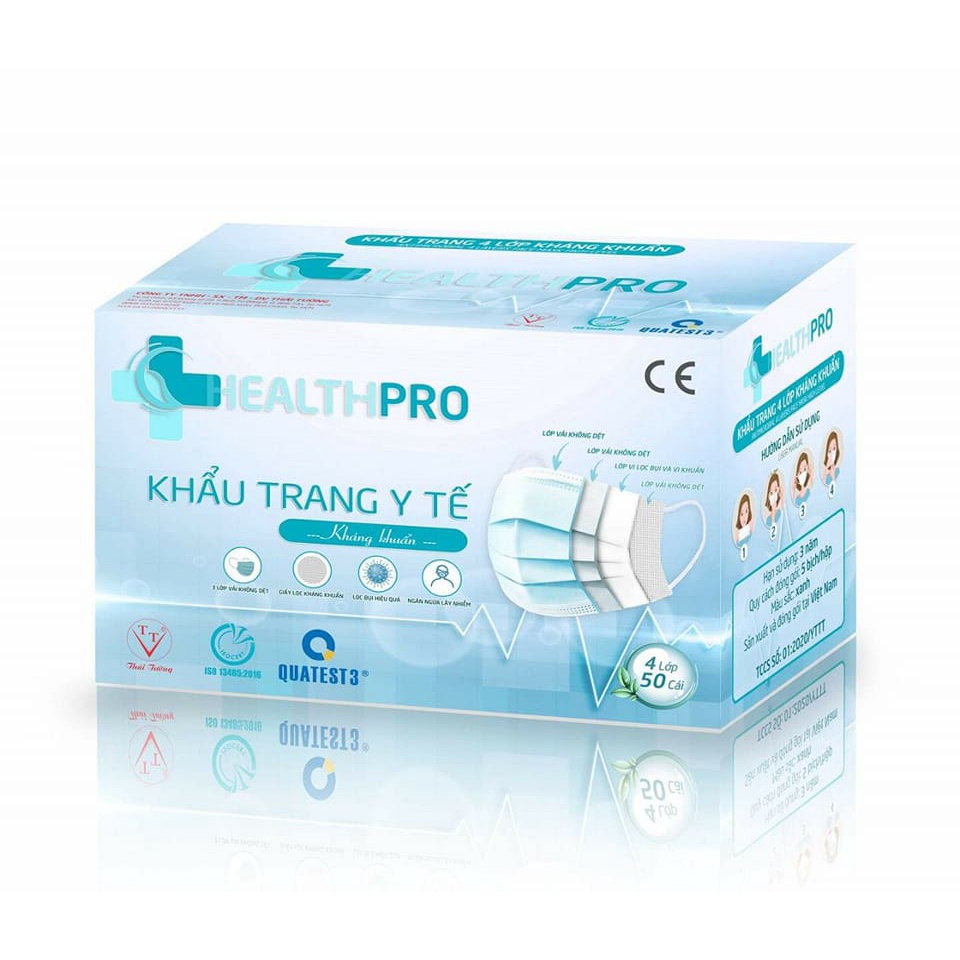 Hộp 50 chiếc khẩu trang y tế Thái Tường Xanh - Kháng khuẩn