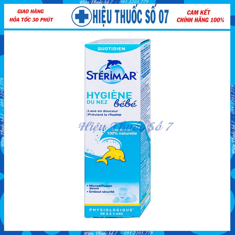 Xịt mũi cá heo cam, Xịt mũi cho bé Stérimar Nose Hygiene Baby, Blocked baby chai 50ml (Made in France)
