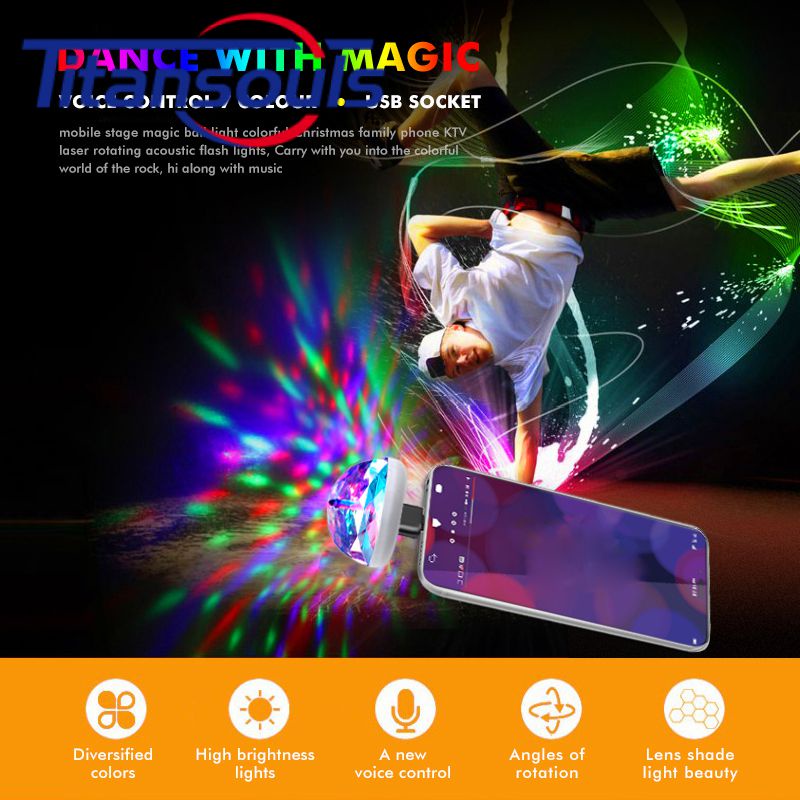 Sẵn Sàng✅【Bán Chạy】đèn LED Mini USB RGB Đèn LED Sân Khấu Vũ Trường Quả Cầu DJ Pha Lê Ma Thuật TTS Tiệc Tại Nhà