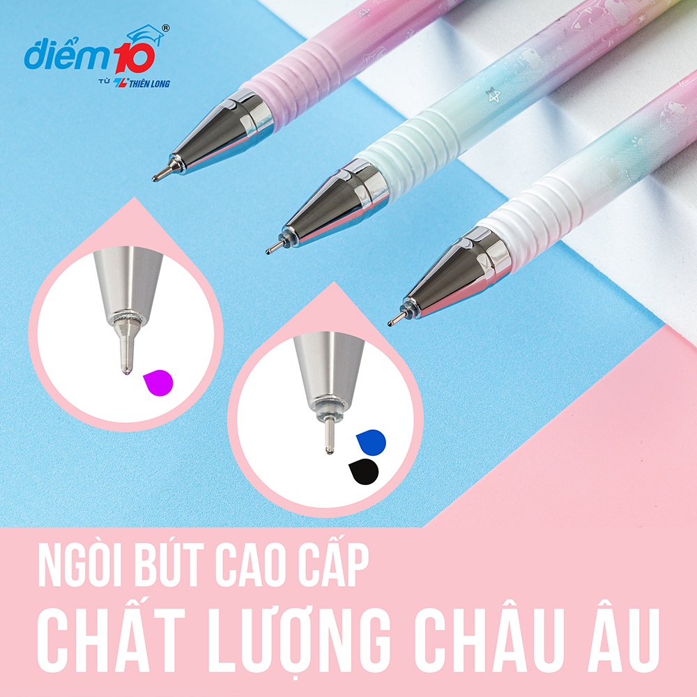 Combo 3 Bút gel Smooth Flowing Gel Ink Thiên Long Điểm 10 TP-GEL039