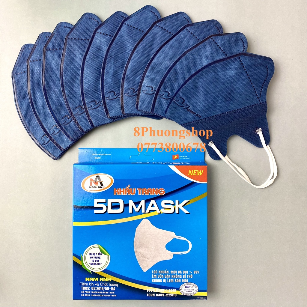 Khẩu trang 5D Nam Anh 10 cái/ hộp – Khẩu trang y tế Nam Anh Famapro thiết kế 3D Mask