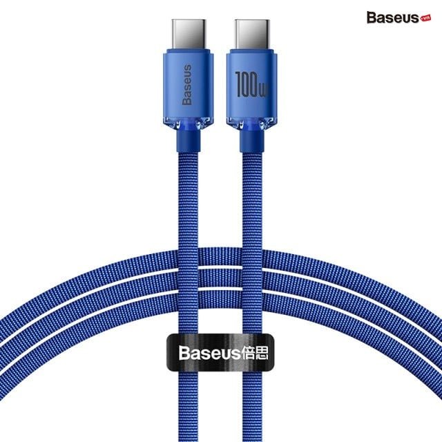 Cáp sạc nhanh type c to type c baseus crystal shine series data pd fast charging 100w qc 4.0