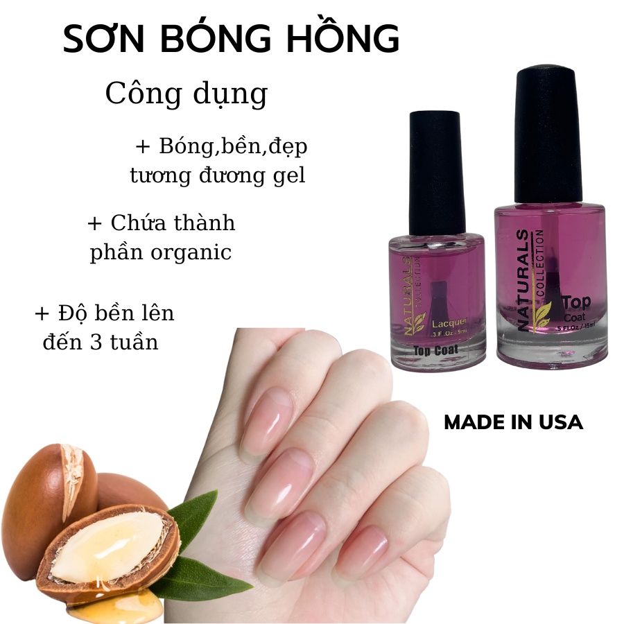 Sơn Bóng Mau Khô Màu Hồng Nhạt Organics Mỹ USA CHÍNH HÃNG mã số 004