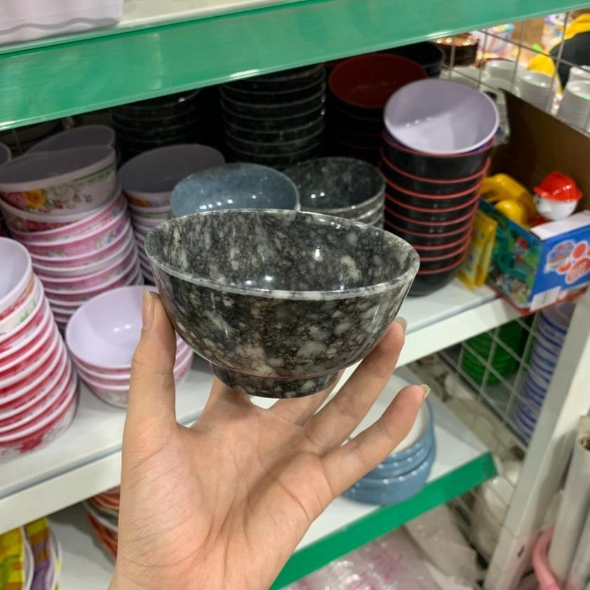 Bộ 10 Chén bát ăn Nhuthaco Cơm Nhựa MELAMINE-Vân Đá xám