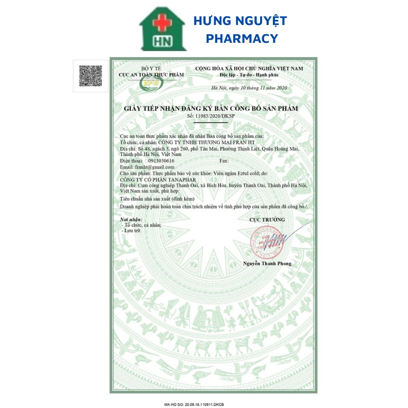 EZTUL COLD viên ngậm giảm đau rát họng, ngứa họng, khản tiếng, ho kéo dài