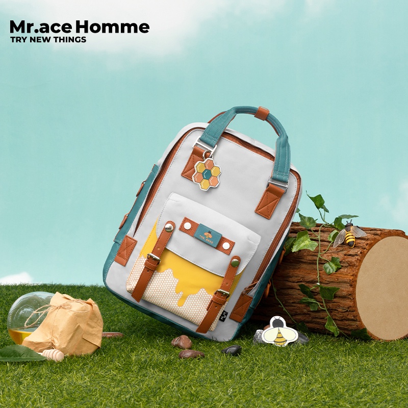 Mr. ace Homme Backpack Ba Lô Du Lịch / Đi Học Kích Cỡ Lớn 14 inch Phong Cách Thời Trang Nhật Bản