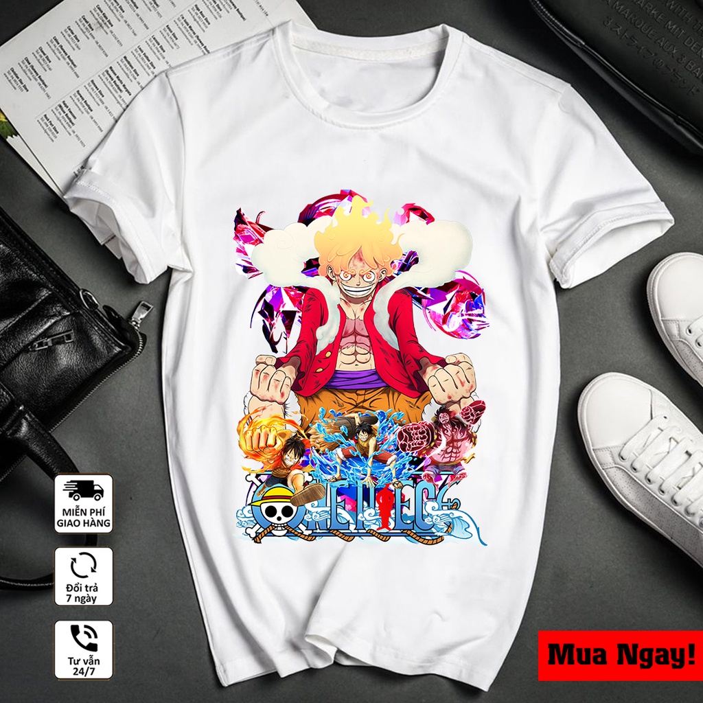 Áo thun One Piece - Luffy G5, Áo Anime in hình Ace, Zoro, Luffy, Sanji, chất liệu cotton 4 chiều thoáng mát