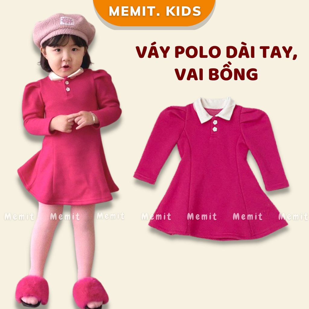 _MEMIT_váy có cổ áo khác màu, dáng váy tạo form xinh yêu, chất đẹp