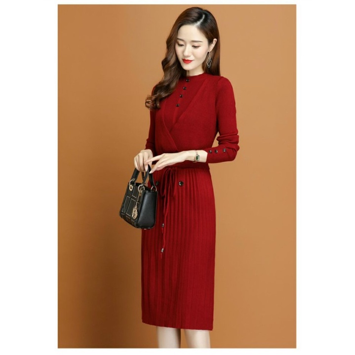 Váy len bầu mùa đông chất đẹp dày dặn freesize dưới 75kg