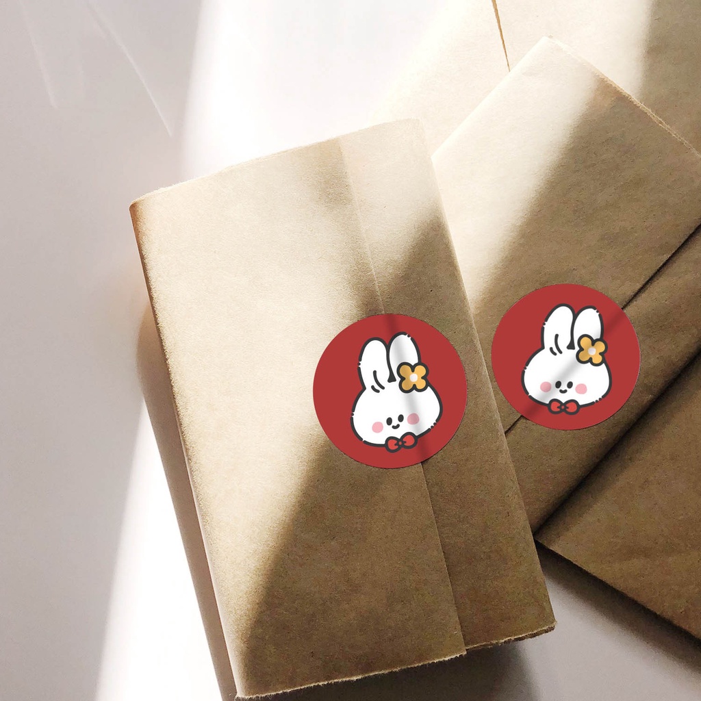 Set 500 Miếng Dán Họa Tiết Thỏ Hoạt Hình Dễ Thương Dùng Trang Trí Quà Tặng Cho Bé