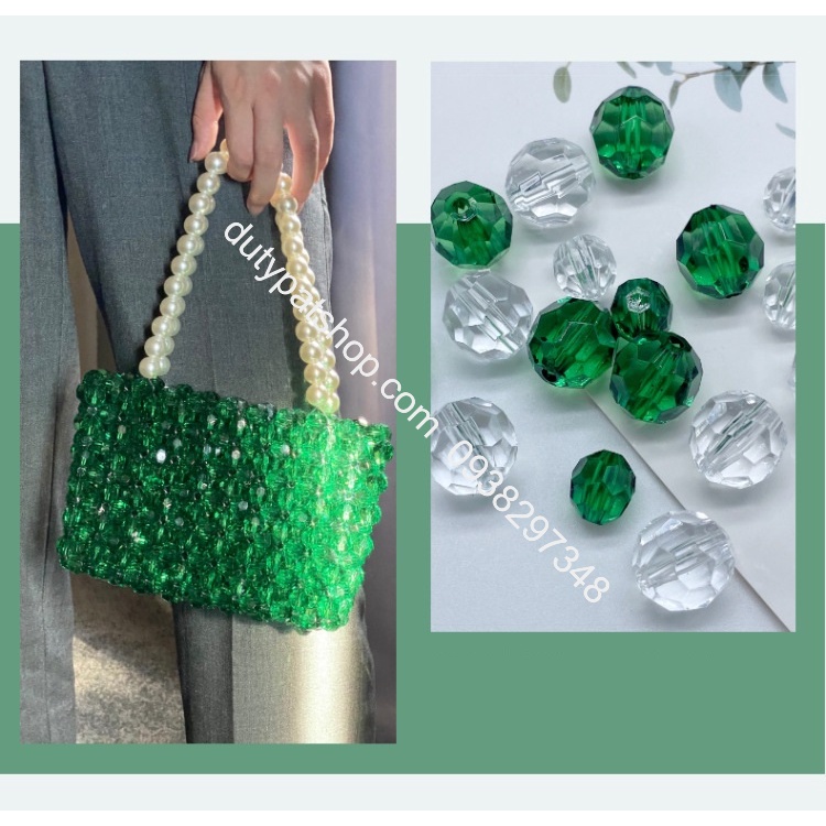 100gam hạt nhựa hình cầu 32 mặt màu trắng size 8mm