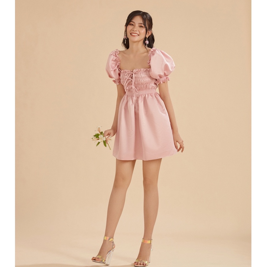 Đầm chữ A tay bồng màu hồng SheByShj - Candy Dress