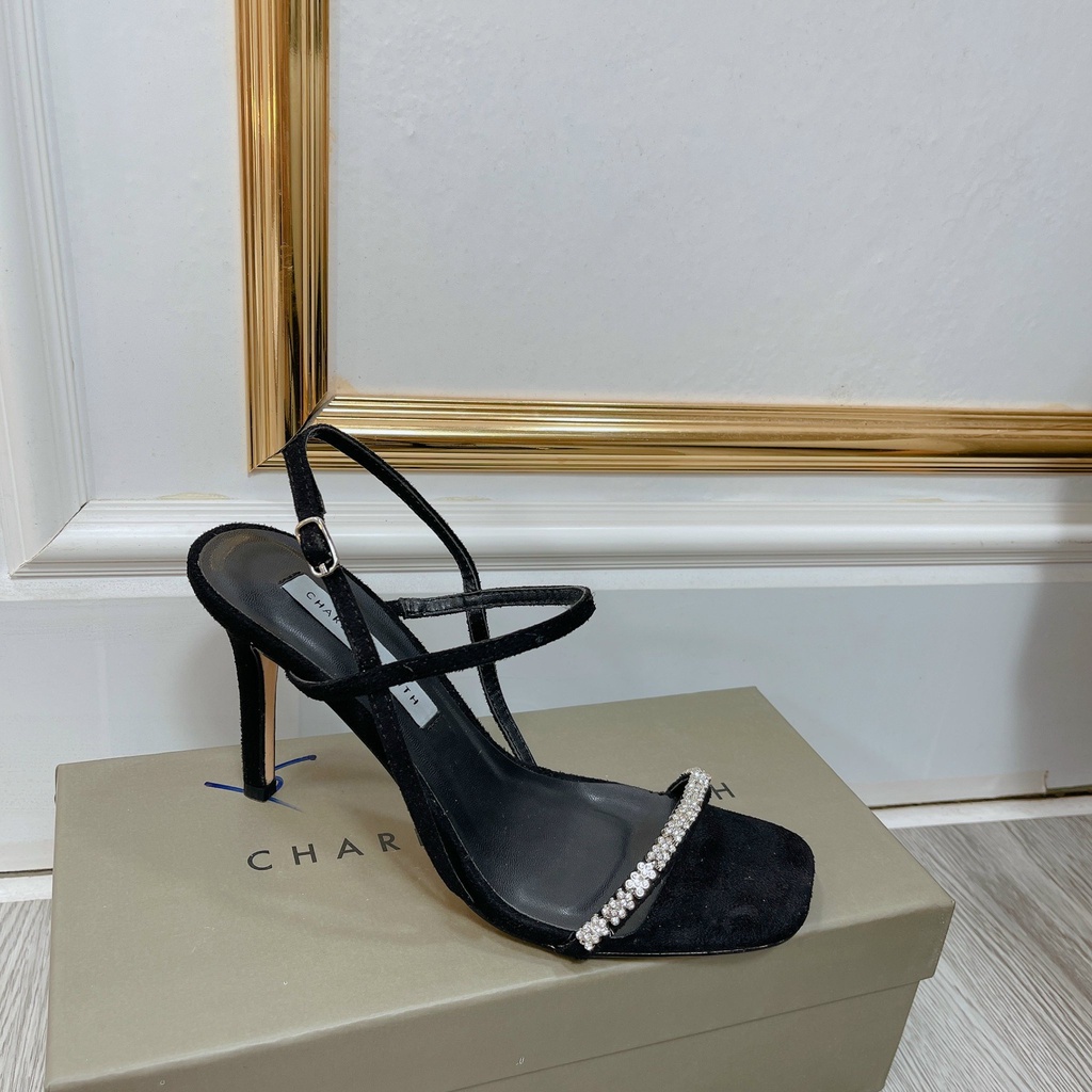 Sandal ck quai đá ngang gót nhọn 7 cm spsl fullbox bill túi giấy