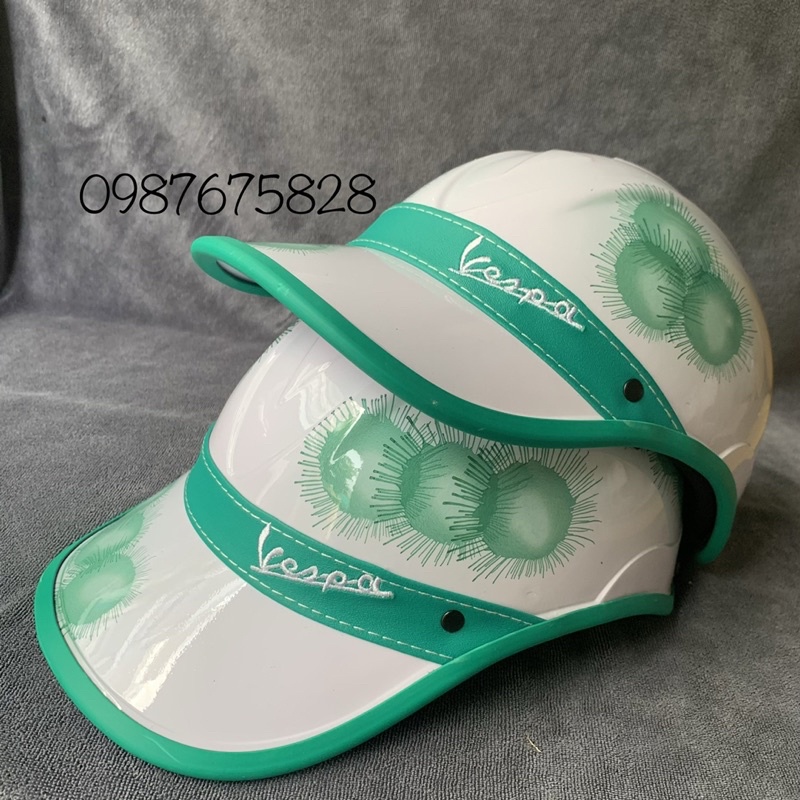 (ẢNH +VIDEO ) nón bảo hiểm kết đai da vespa in hình  mẫu mới [ CHUẨN Cty ]