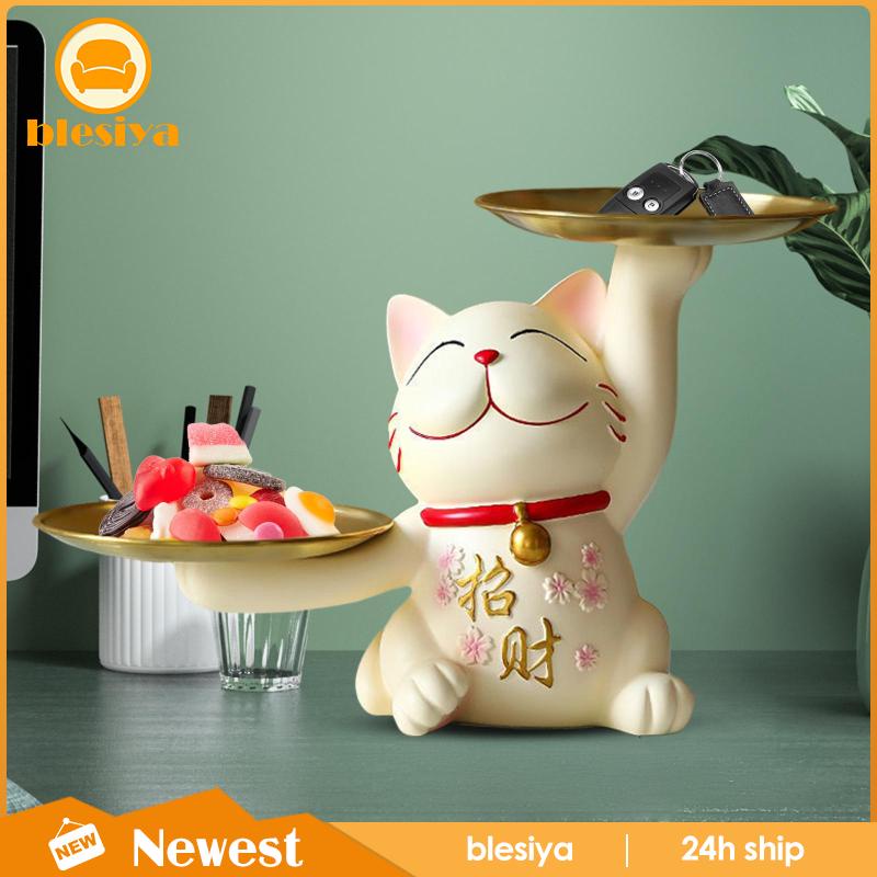 [Blesiya] Khay Đựng Tượng Mèo May Mắn Đa Năng Trang Trí Phòng Ăn
