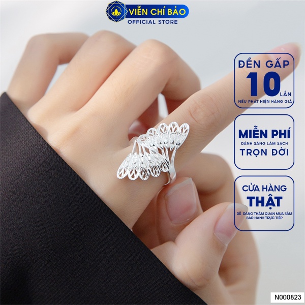 Nhẫn đuôi chim công chất liệu bạc Thái 925 thời trang phụ kiện trang sức nữ Viễn Chí Bảo N000823
