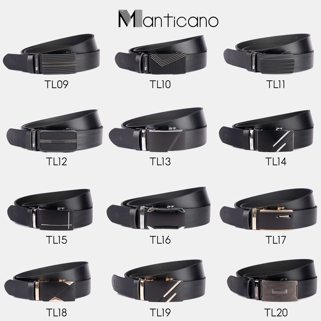 Thắt lưng nam Manticano da bò, mặt bằng da khóa tự động TL09-14