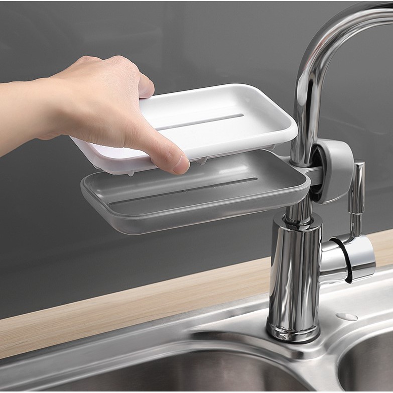 Kệ gắn vòi nước lavabo, Giá Để Đồ Cọ Rửa Bát, Xoong, Nồi 802 Chất Liệu Nhựa ABS Cao Cấp Bền Bỉ