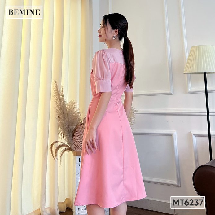 Đầm phối cổ hoa tùng xòe BEMINE MT6237