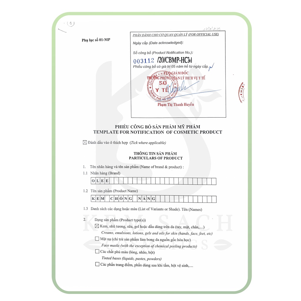 Kem Chống Nắng Olee Toàn Thân Chống Nắng Cực Cao SPF 50+ Tự Nhiên