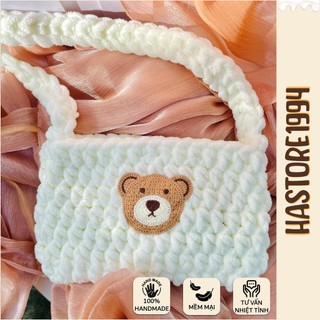 Túi len kẹp nách handmade Túi kẹp nách gấu và vịt 22x14cm Crochet bag Crochet shoulder bag