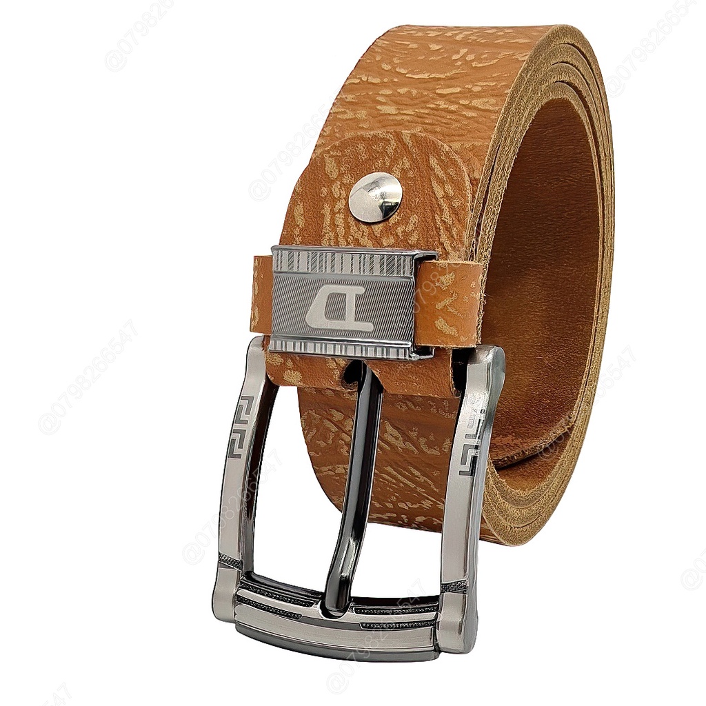 Dây nịch da bò thật bản thô DHM-294 | Khoá kim màu bạc nguyên khối thời trang | Bảo hành 12 tháng