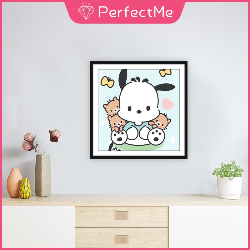 SANRIO Bộ Tranh Đính Đá 5d Tự Làm 30x30cm Hình Chú Chó Tai To Dễ Thương Trang Trí Phòng Khách / Phòng Ngủ