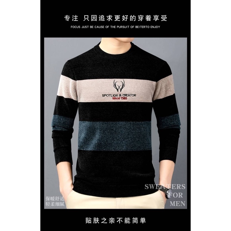 Áo Sweater Lót Lông Cừu Dày Dặn Giữ Nhiệt Thời Trang Mùa Đông Hàn Quốc Cho Nam
