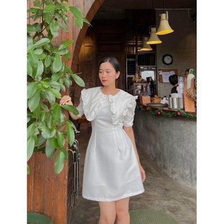 Đầm cổ nhọn lá nhún bèo - Kha