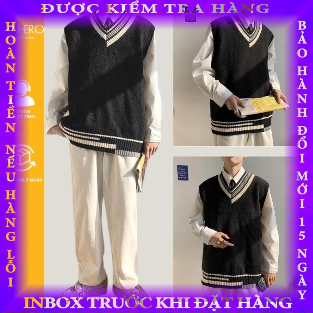 Áo len ghile sweater không tay cổ tim AL25 M.RO form rộng phong cách Hàn Quốc nhiều màu dễ phối Mrhero thihoa