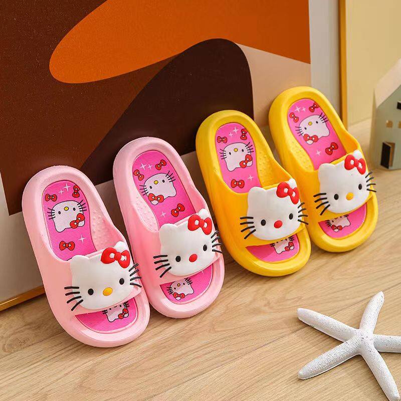 Hello kitty Dép Đi Trong Nhà Chống Trượt Mềm Mại Họa Tiết Hình Thỏ Mèo kitty Đáng Yêu Cho Bé