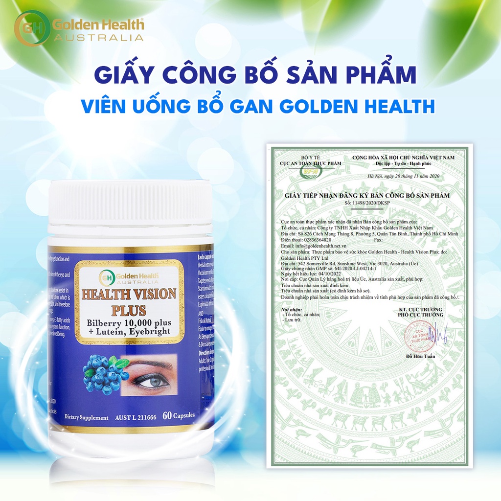 [GOLDEN HEALTH] Viên uống bổ mắt - Health Vison Plus 10000mg