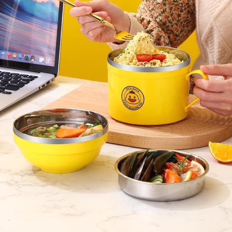 chén 2lớp con vịt vàng