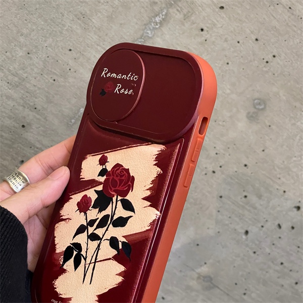 Ốp Điện Thoại Túi Khí Màu Đỏ Hoa Hồng Cho iPhone X XR Xsmax 11 11Promax 12 12Pro 12Promax 13 13Pro 13Promax 14 14Pro 14Plus 14Promax