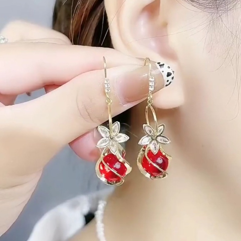 Bông Tai Hình Cánh Hoa Đính Đá Opal Thời Trang Hàn Quốc Cho Nữ