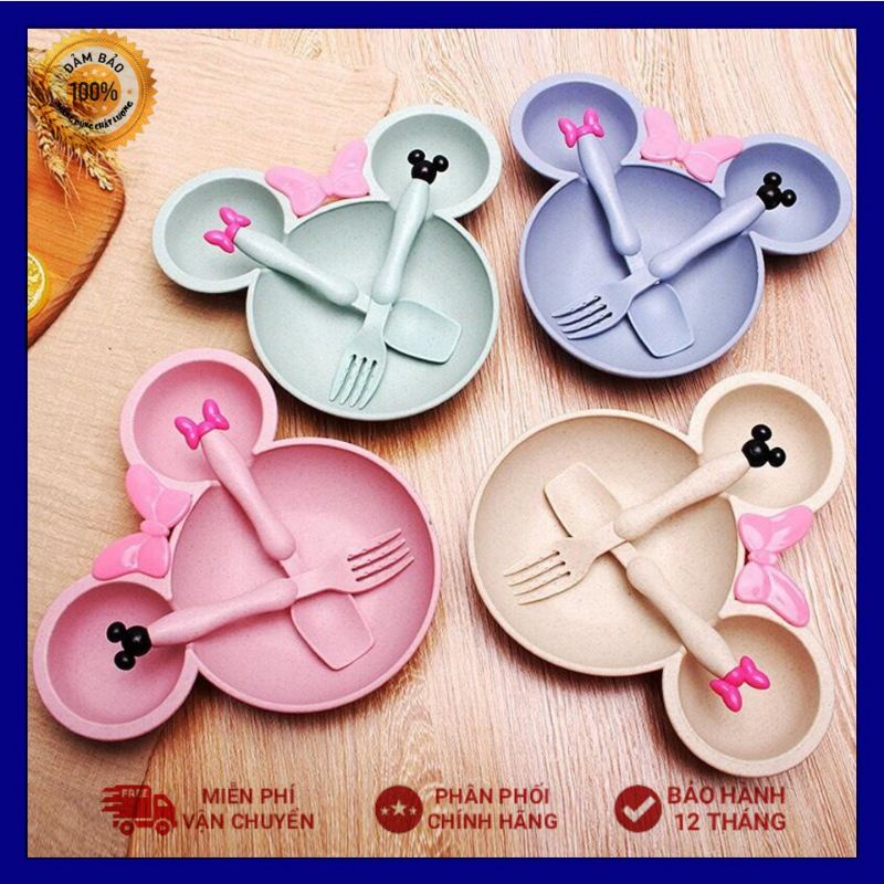 Bộ khay ăn dặm mickey sợi tre