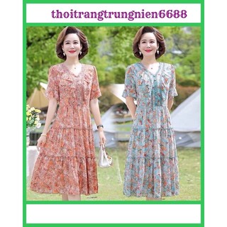 Đầm trung niên, váy trung niên Voan nhập 2023