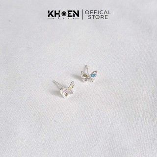 Bông tai bướm đá màu - xi bạc 925 - khoen store
