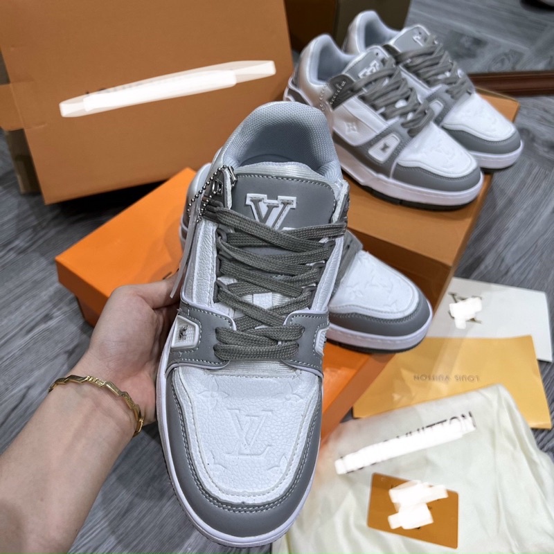 Giày thể thao LV xám trắng. Giày Louis vuitton trainer xám grey, giày cao cấp size 36-43