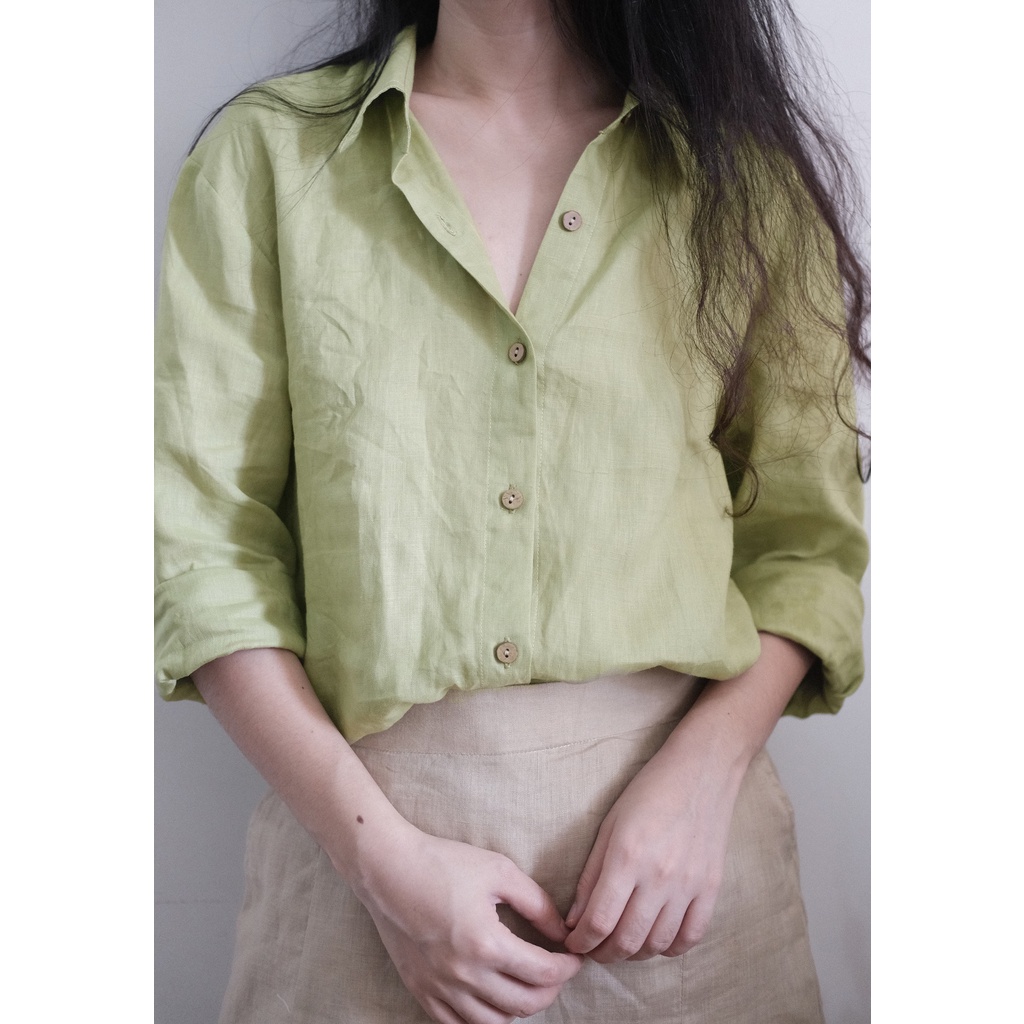 Áo sơ mi nữ Linen tưng cao cấp tay dài nhiều màu thời trang Linen