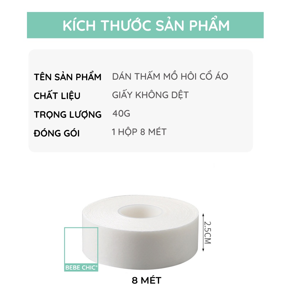Cuộn 8 Mét Dán Cổ Áo Chống Thầm Mồ Hôi, Chống Bẩn Áo Quần EZMART